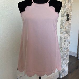 Blush Scallop halter cut tank top